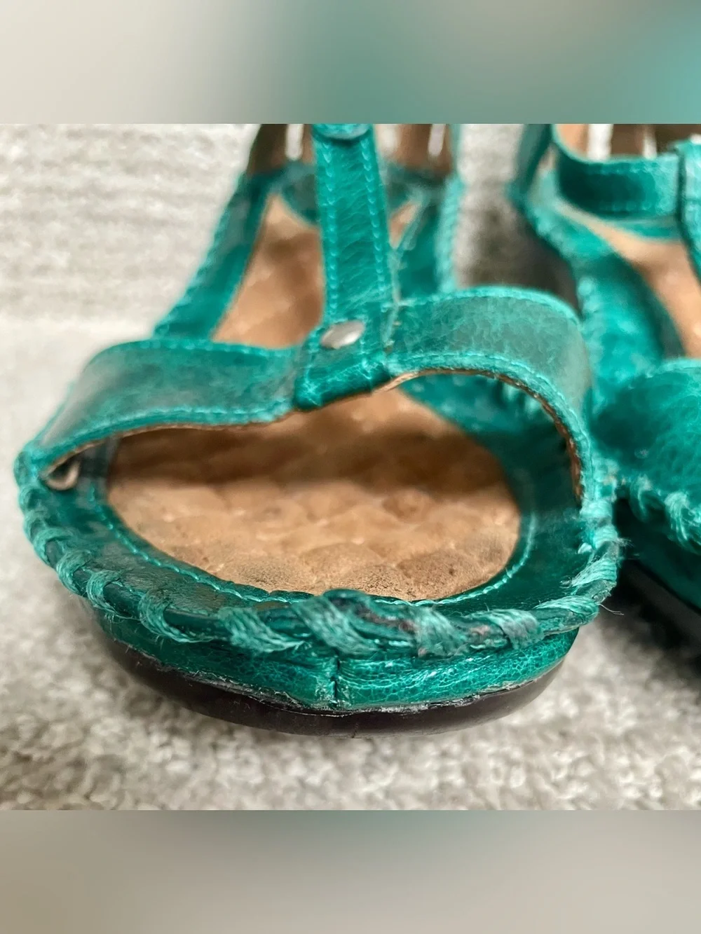 Ariat Shalimar Leather Teal Green Heel Ankle Strap Comfort Sole Buckle Casual